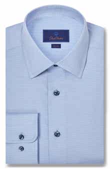 David Donahue Slim Fit Stretch Twill Microhoundstooth Dress Shirt