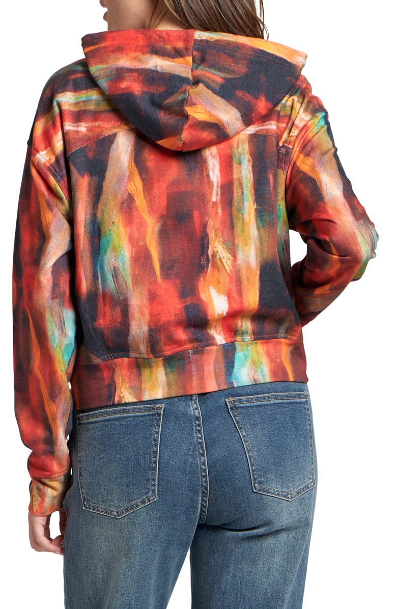 APNY Abstract Print Cotton Hoodie, Alternate, color, Red Multi