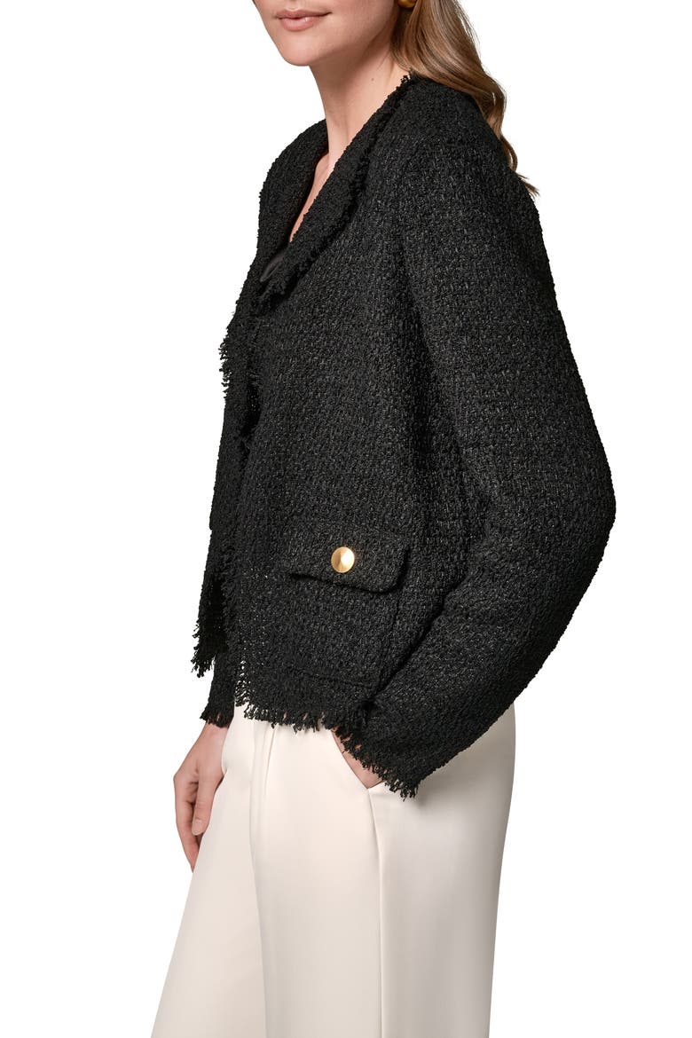 Open Front Tweed Jacket, Alternate, color, BLACK