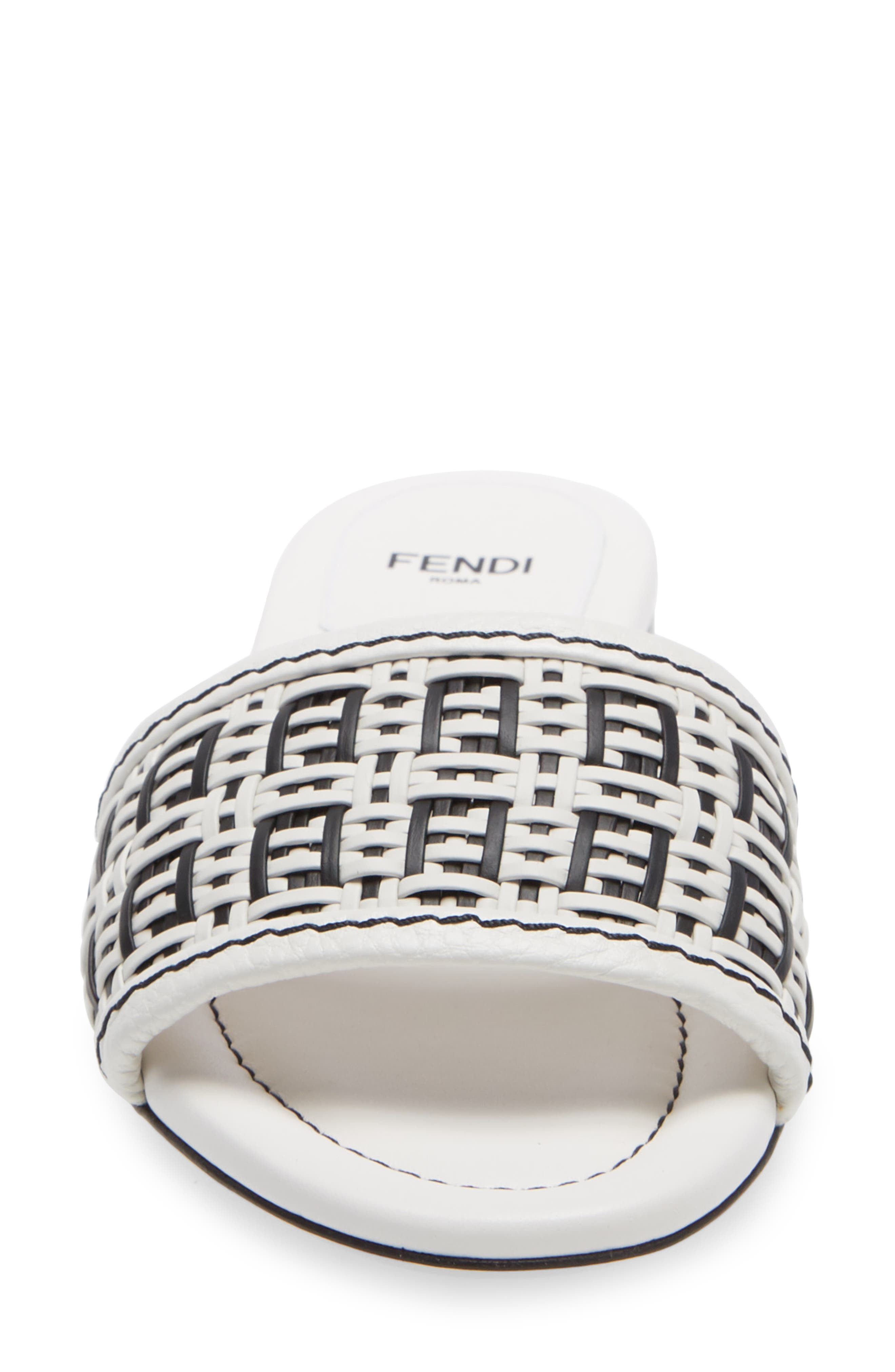 Fendi Woven FF Logo Sandal, Alternate, color, 