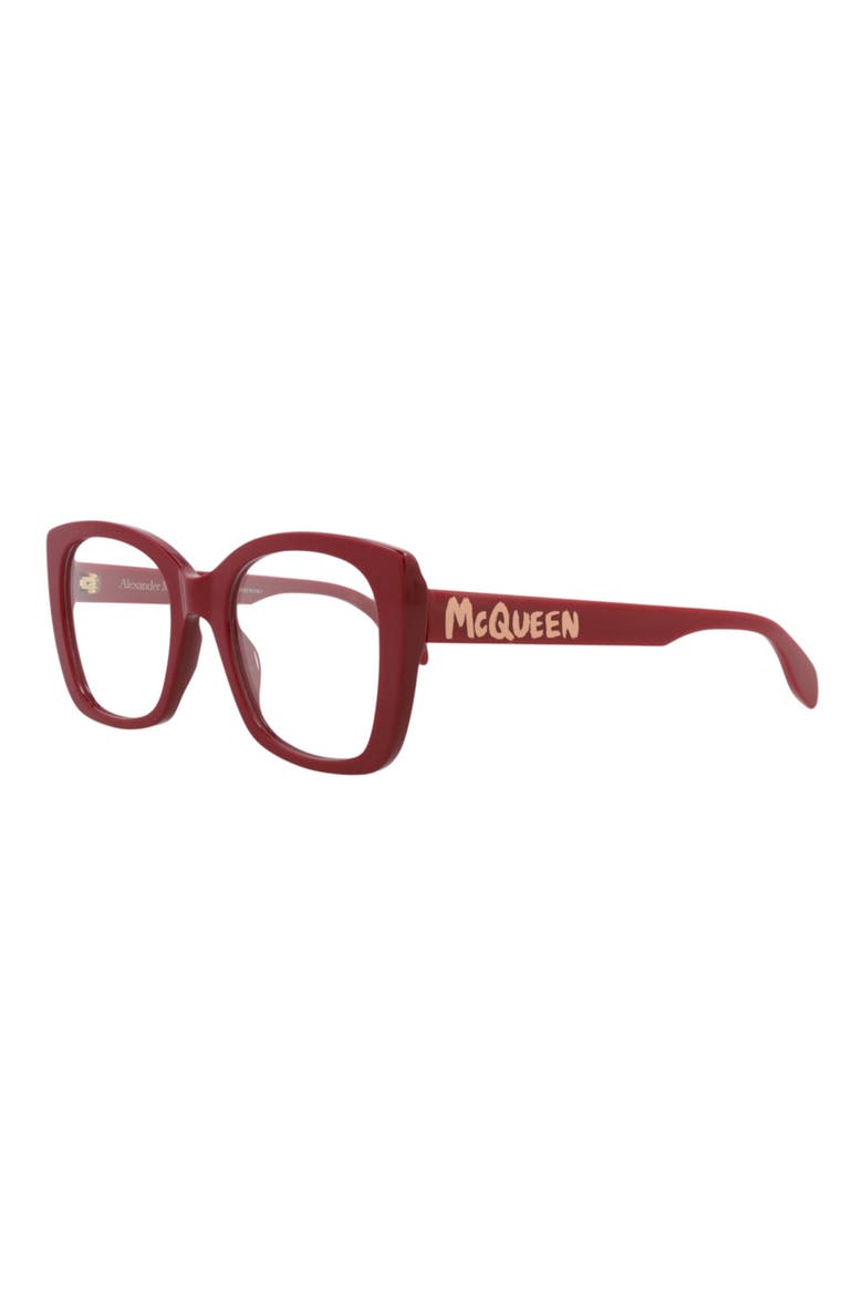 52mm Square Optical Glasses, Alternate, color, RED RED TRANSPARENT