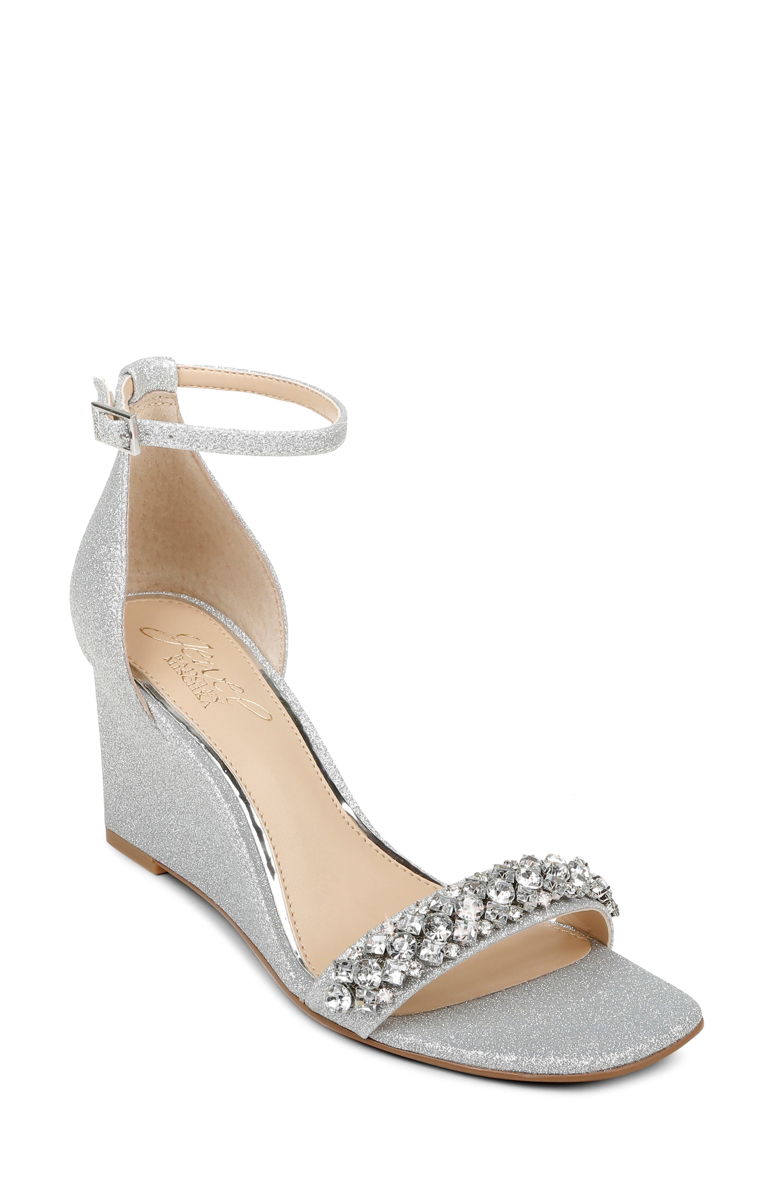 Jewel Badgley Mischka Peggy Ankle Strap Wedge Sandal, Main, color, 