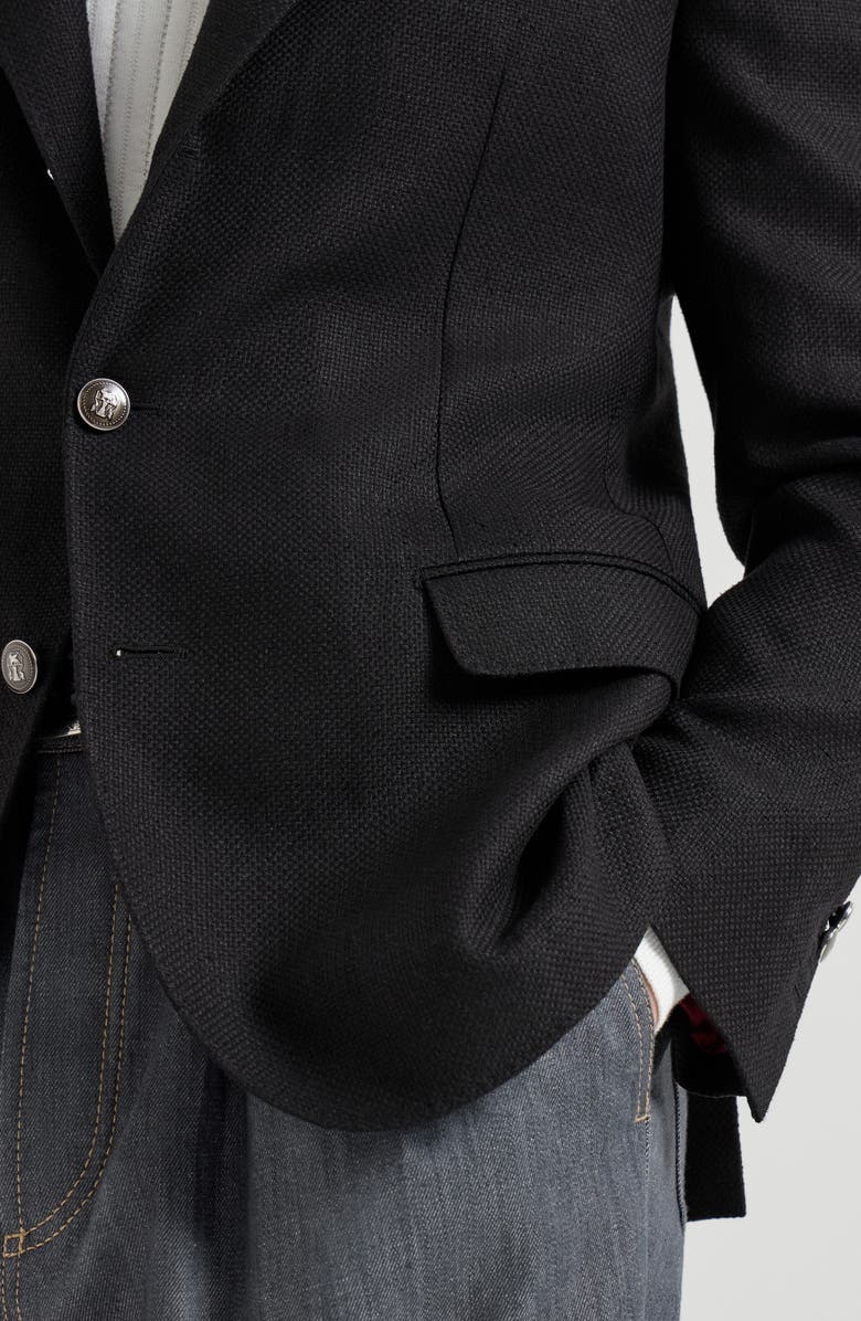 Brunello Cucinelli Hopsack deconstructed blazer, Alternate, color, Black
