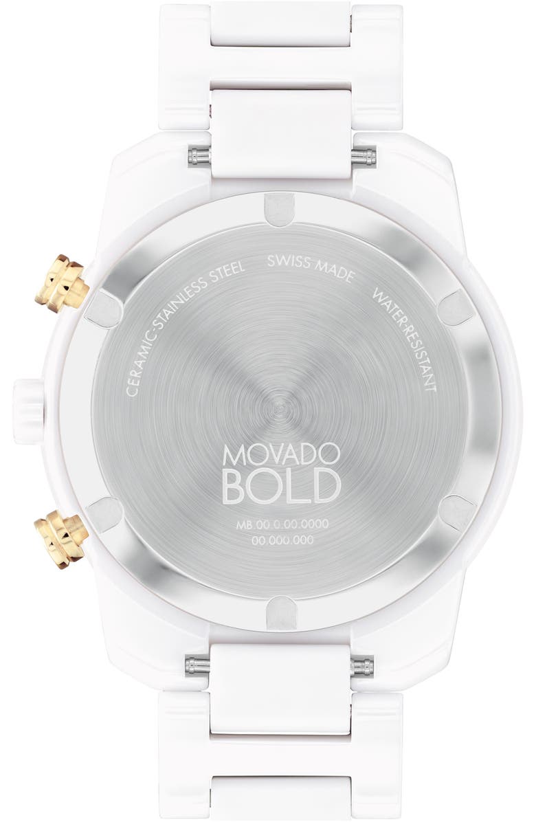 Movado Bold Verso Chronograph Ceramic Bracelet Watch, 44mm, Alternate, color, 