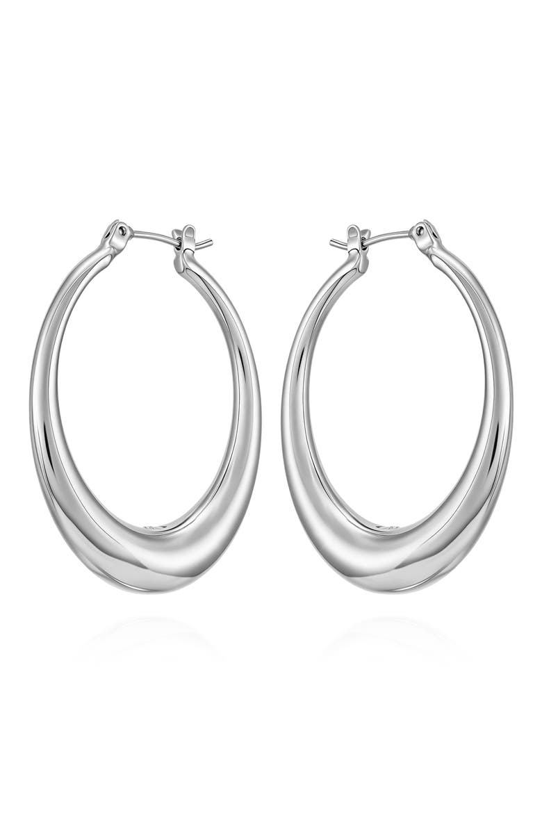 Oval Hoop Earrings, Main, color, SILVER
