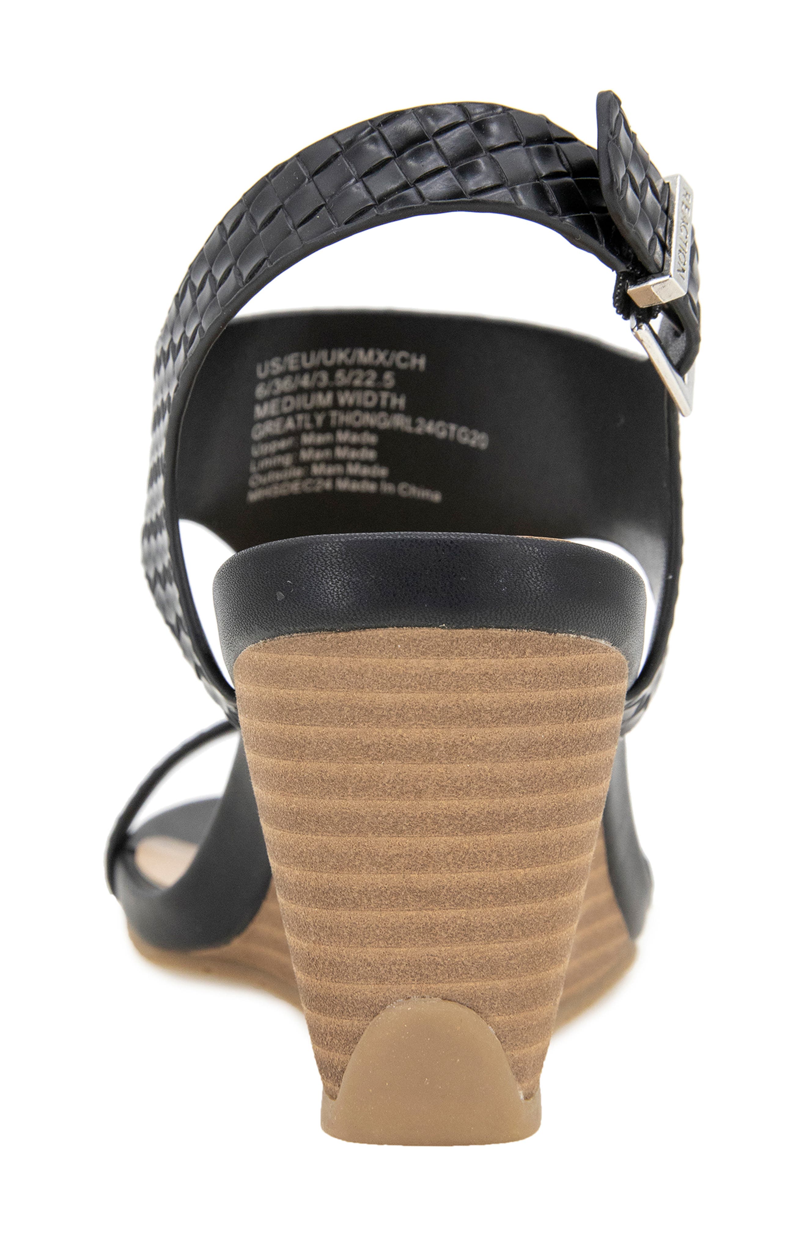 Reaction Kenneth Cole Greatly Platform Wedge Sandal, Alternate, color, Black Woven
