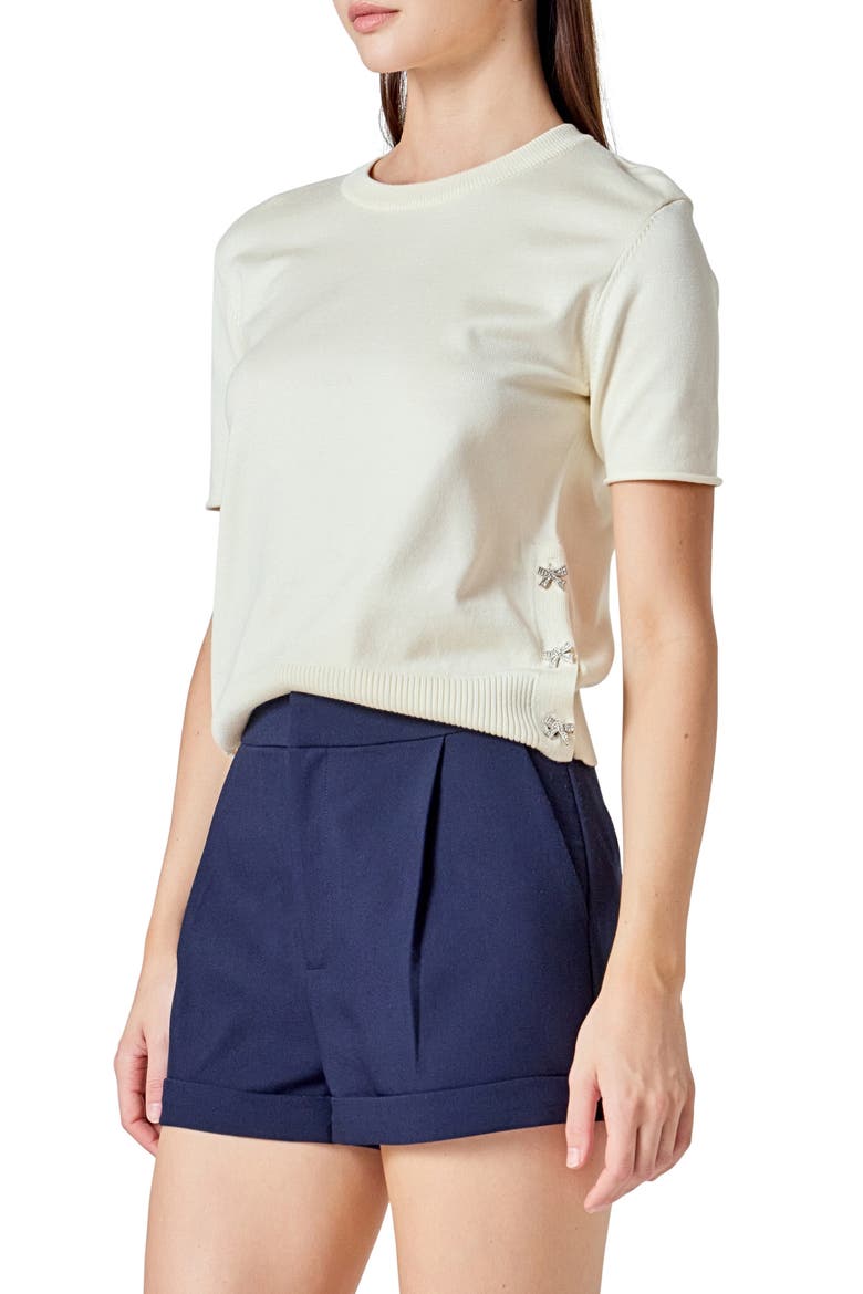Side Bow Sweater, Alternate, color, CREAM