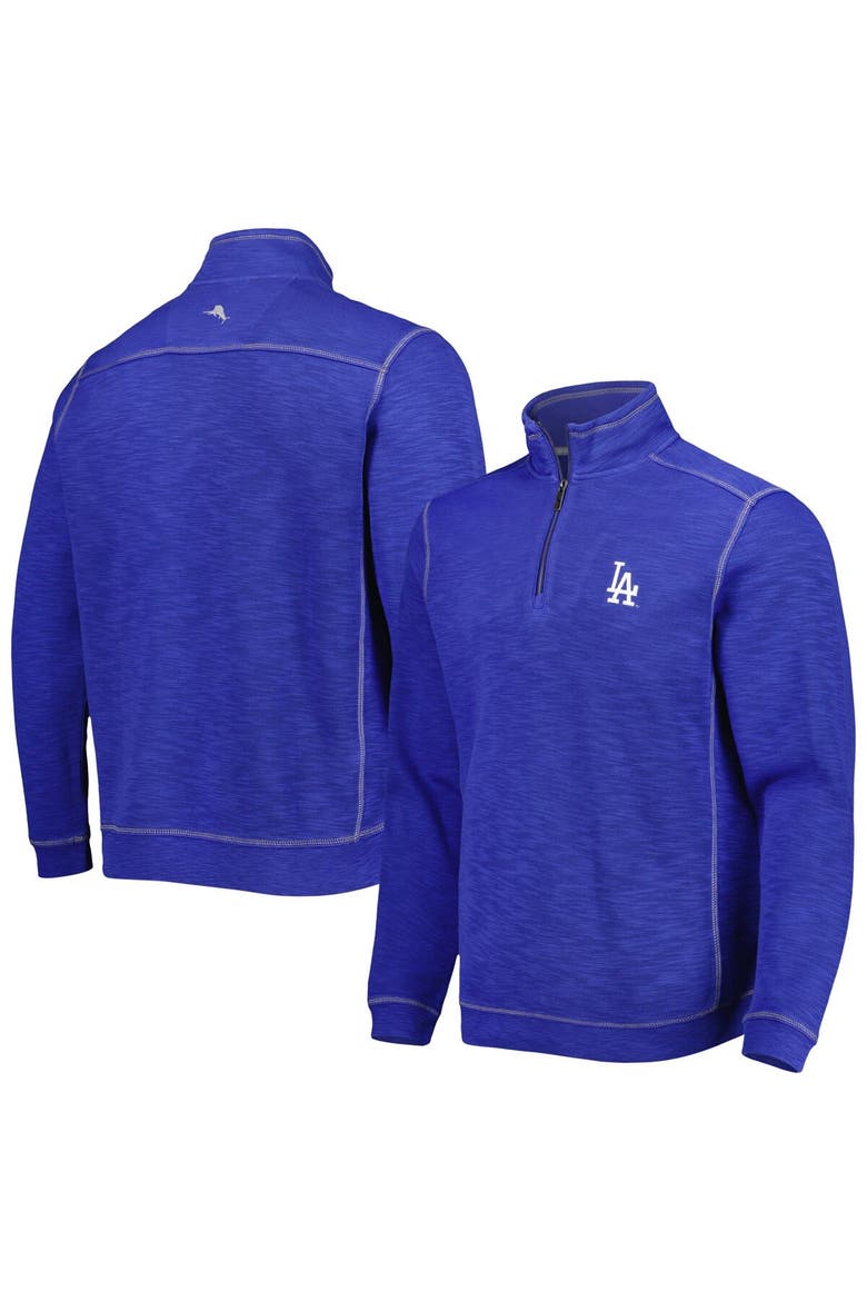 Men's Tommy Bahama Royal Los Angeles Dodgers Tobago Bay Tri-Blend Quarter-Zip Sweatshirt, Main, color, Royal