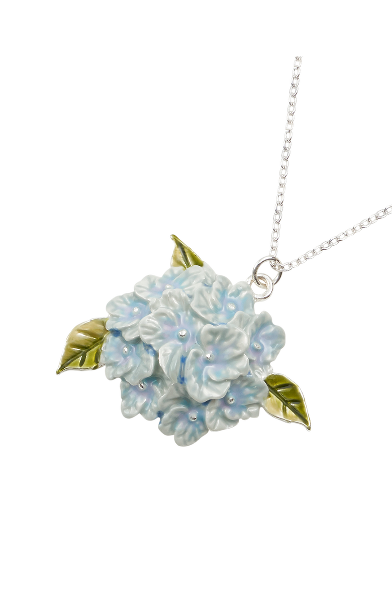 Fable England Hydrangea Necklace Silver, Main, color, Blue & Silver