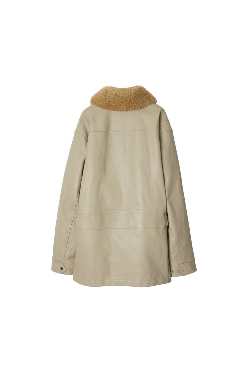 Burberry Short Leather Car Coat, Alternate, color, 