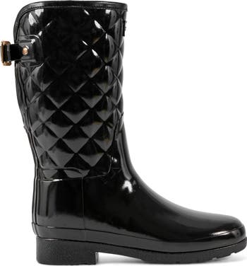 Hunter Refined High Gloss Quilted Short Waterproof Rain Boot