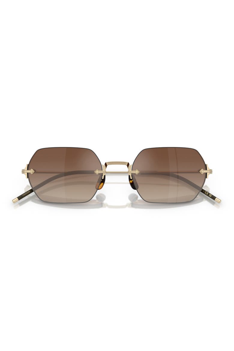 52mm Irregular Sunglasses, Alternate, color, GOLD/ DARK BROWN GRADIENT