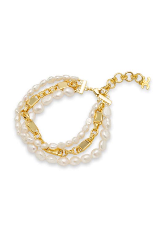 Classicharms Mia Layered Luxe Freshwater Pearl Bracelet In Gold