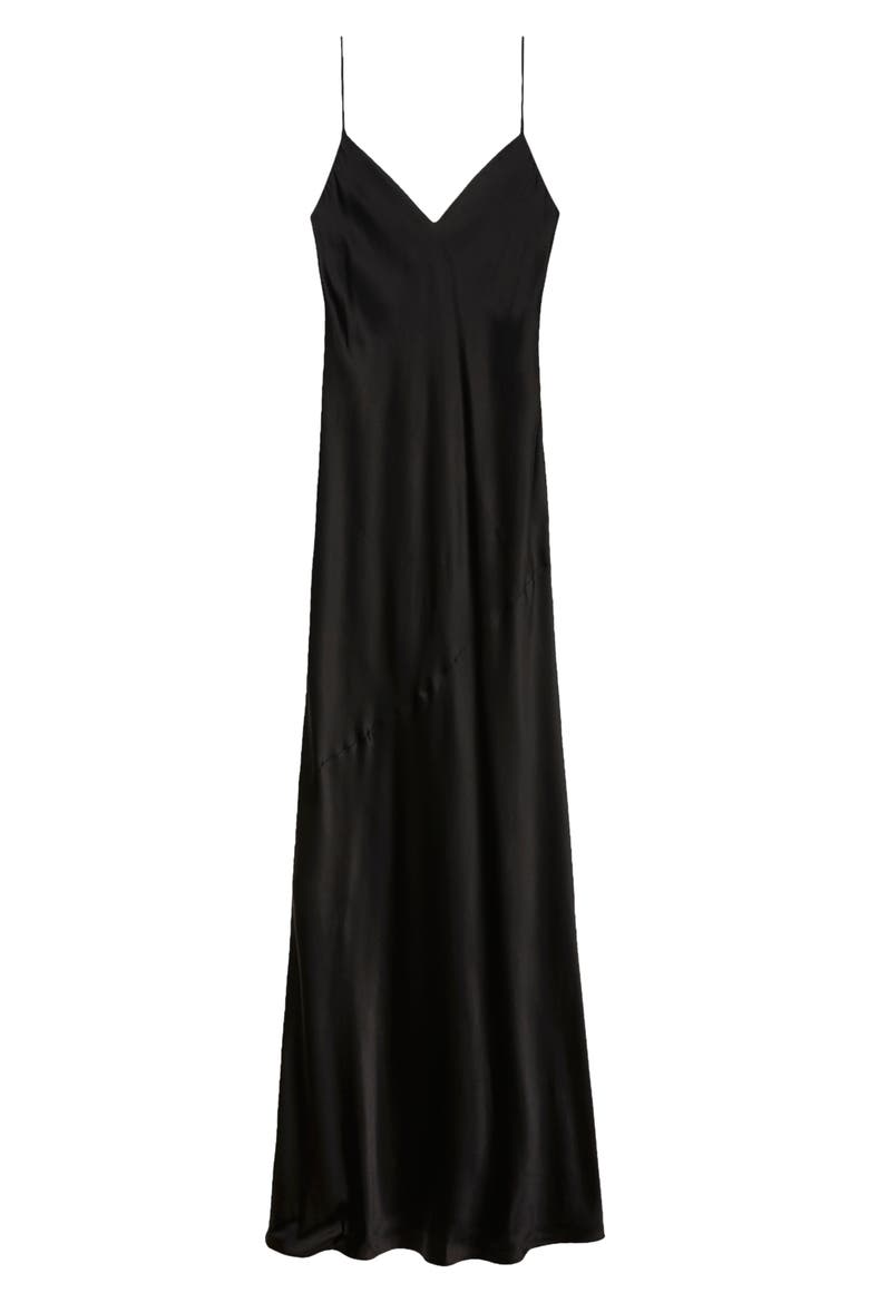 Serita Silk Charmeuse Maxi Slipdress, Alternate, color, BLACK