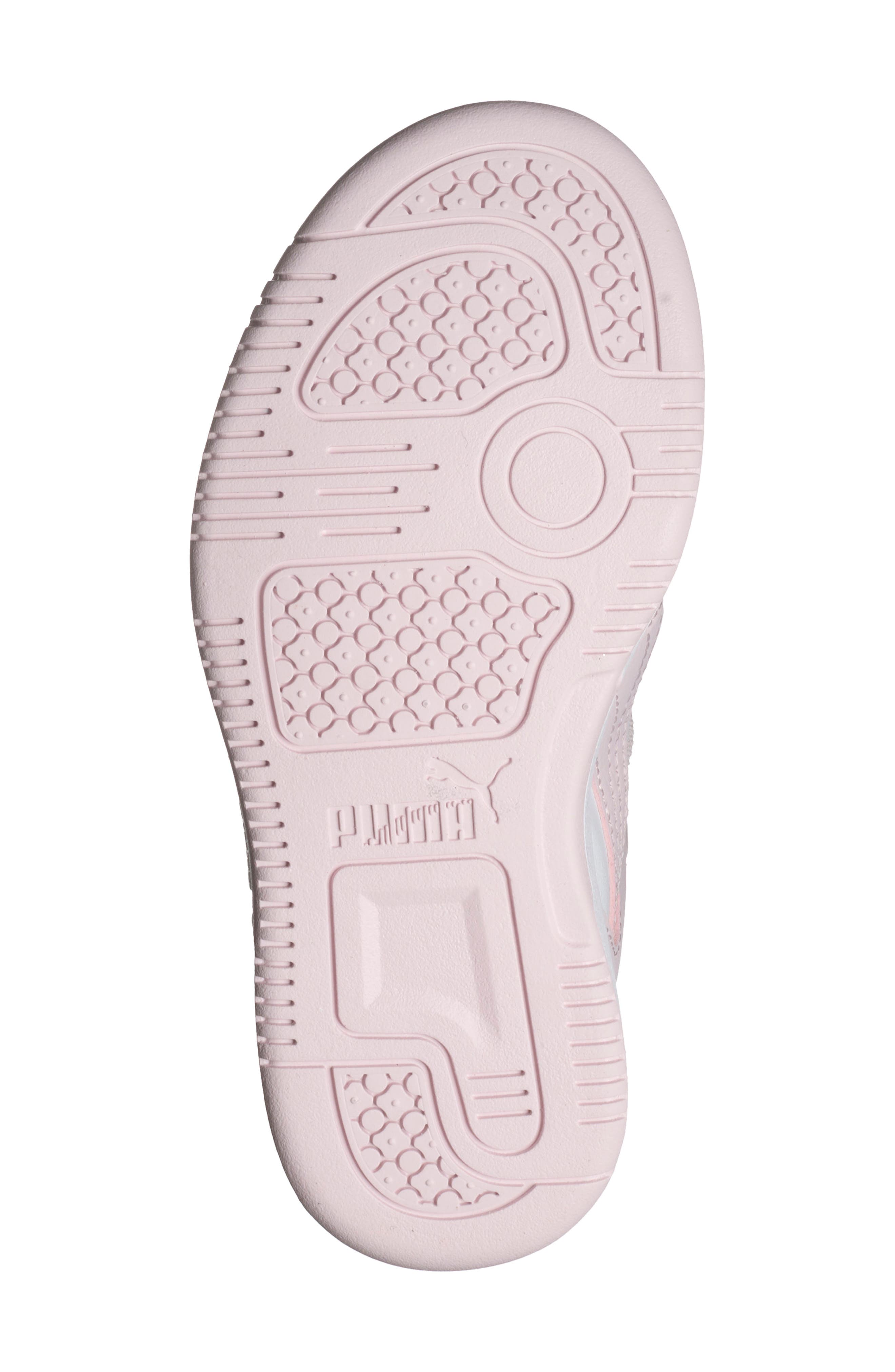 Kids' Rebound Layup Rhinestone High Top Sneaker, Alternate, color, PUMA WHITE/ PINK/ SILVER