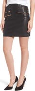 Hudson Jeans High Waist Moto Lambskin Leather Miniskirt