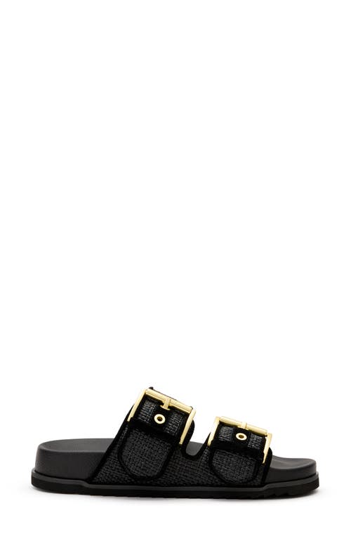 Allsaints Sian Raffia Two-strap Sandal In Black