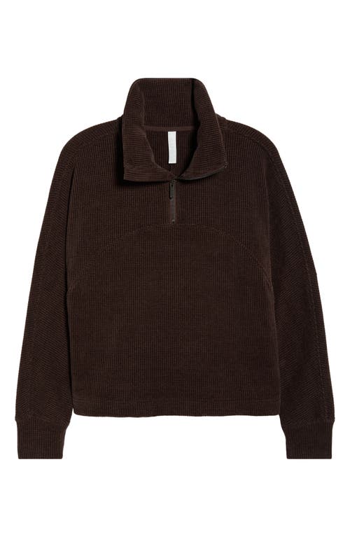 Zella Half Zip Waffle Stitch Sweatshirt In Brown