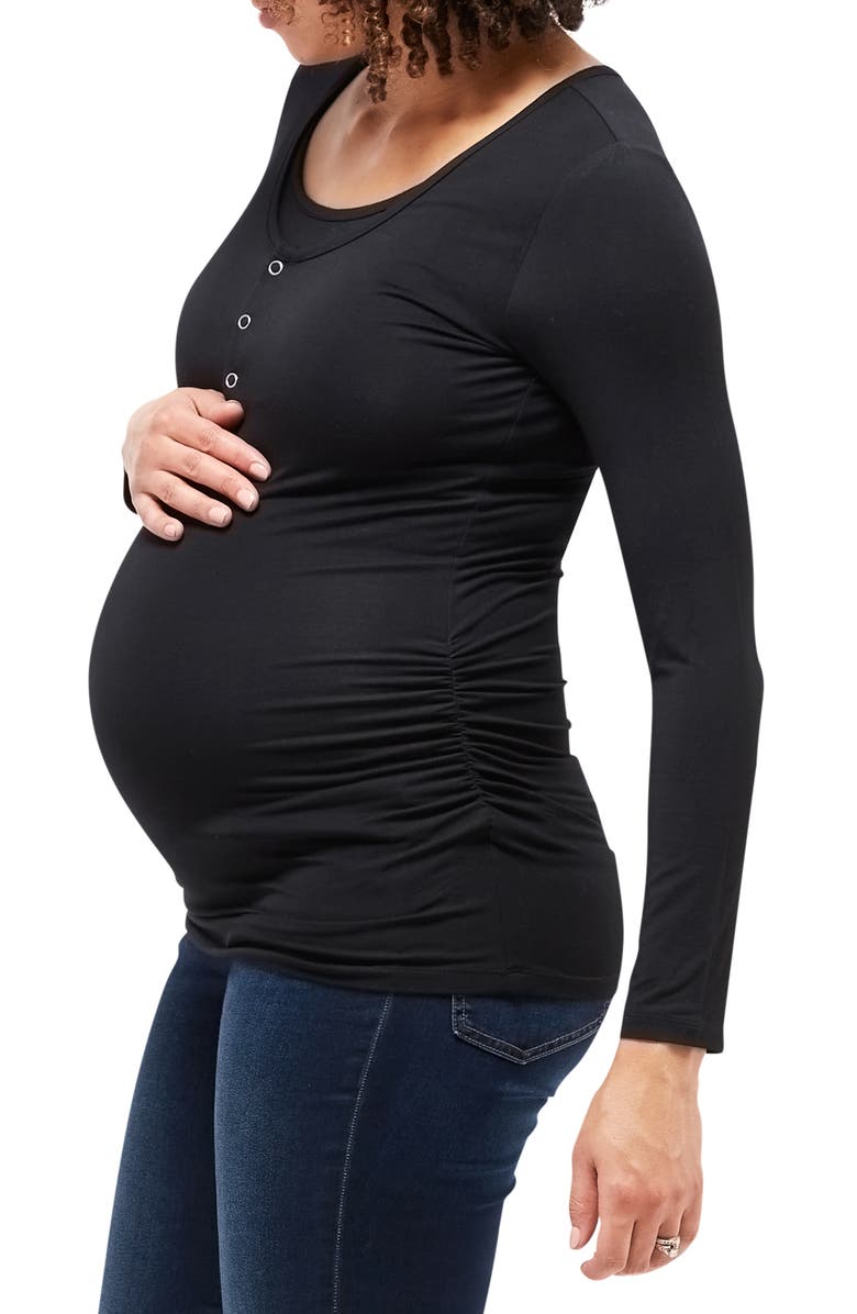 Nom Maternity Ruched Long Sleeve Maternity/Nursing Top, Alternate, color,