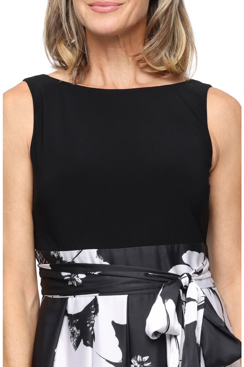 Floral Print Satin Gown, Alternate, color, BLACK IVORY