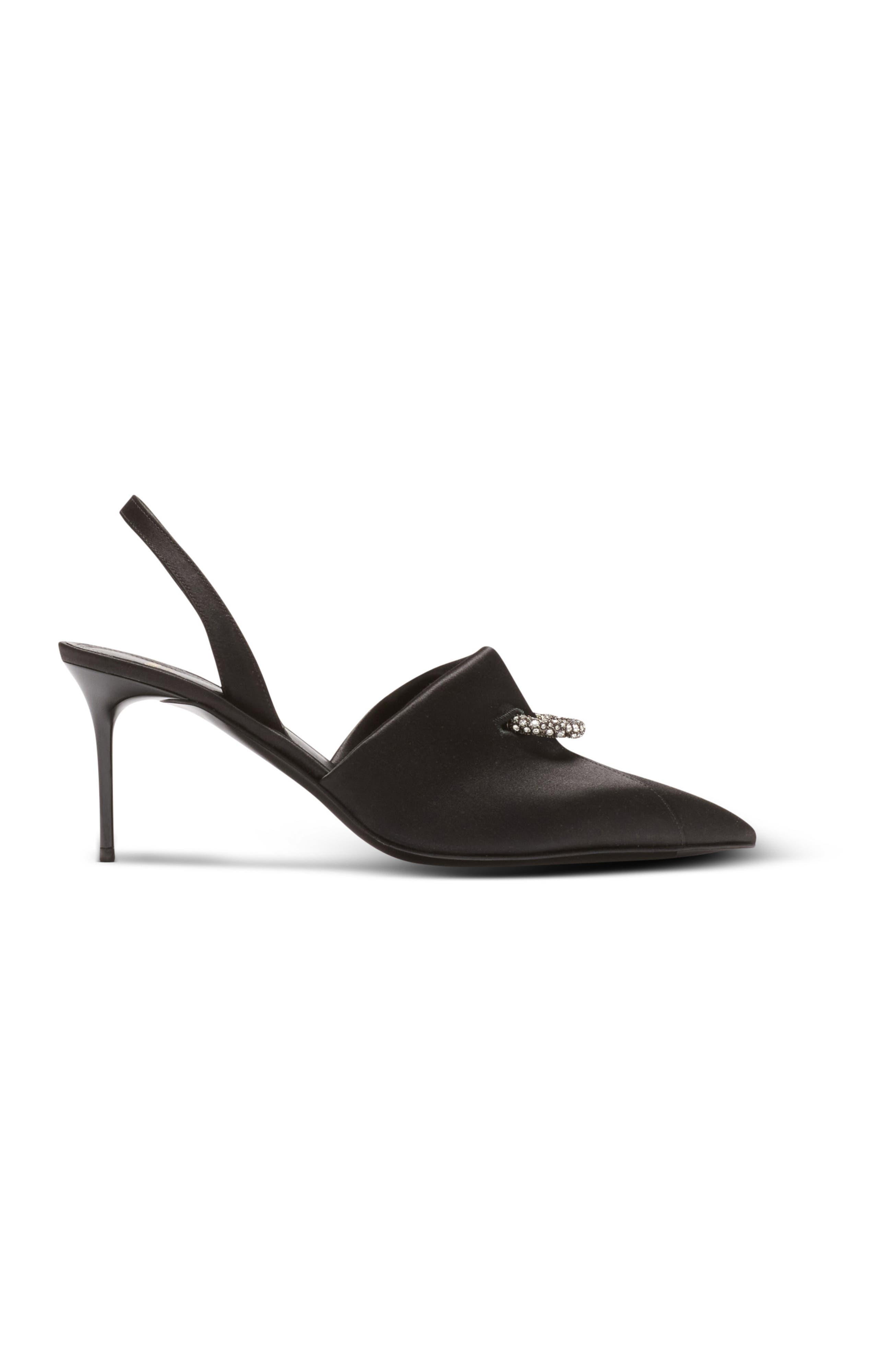 Balmain Satin slingbacks with piercing, Alternate, color, Black
