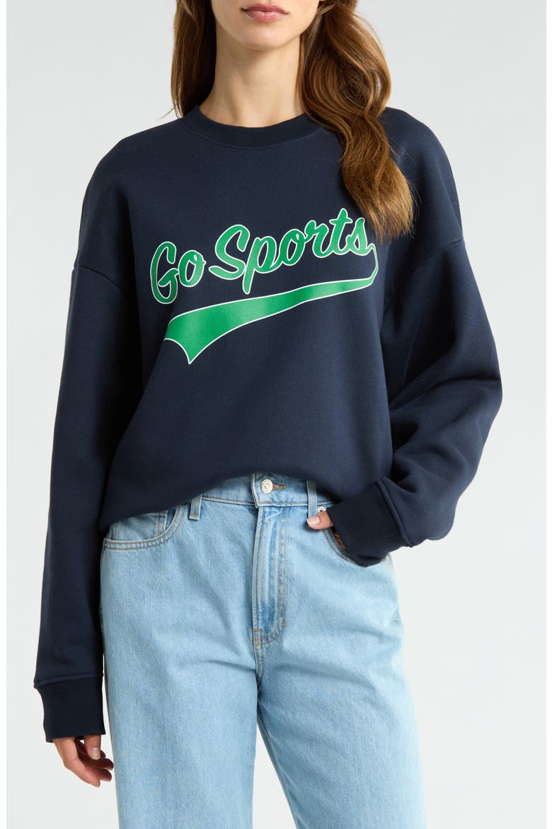 The Go Sports Sweatshirt, Main, color, NAVY/ GREEN/ WHITE