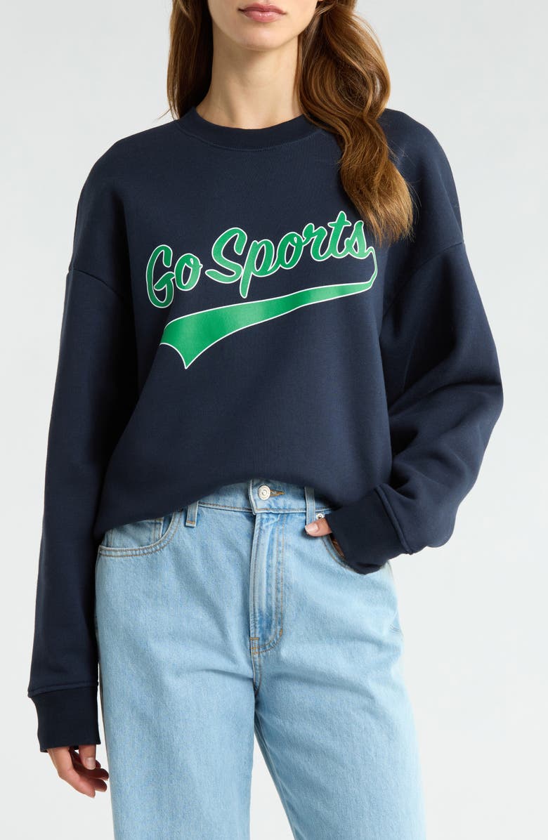 Favorite Daughter The Go Sports Sweatshirt, Main, color, Navy/ Green/ White