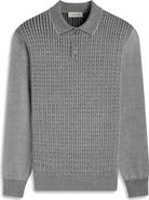 Bugatchi Cable Stitch Cotton Blend Polo Sweater