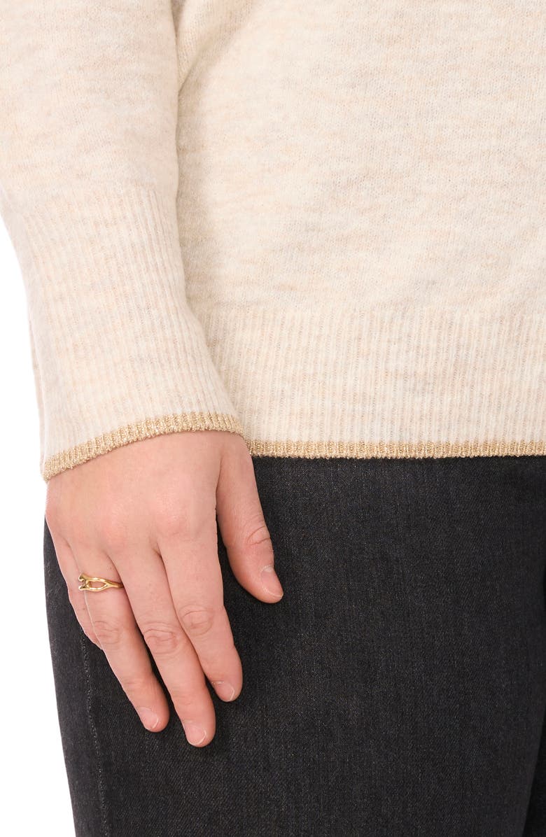 Vince Camuto Metallic Trim Relaxed Fit Sweater, Alternate, color, Malted