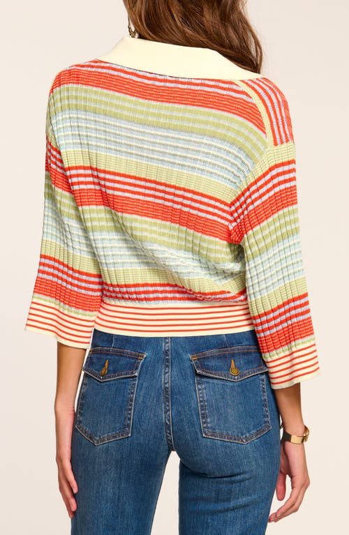 Shop Ramy Brook Azaria Variegated Stripe Cotton Blend Sweater In Bright Lily Stripe