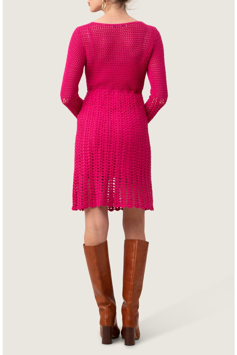 Gloria Open Knit Long Sleeve Dress, Alternate, color, RADIO CITY ROSE