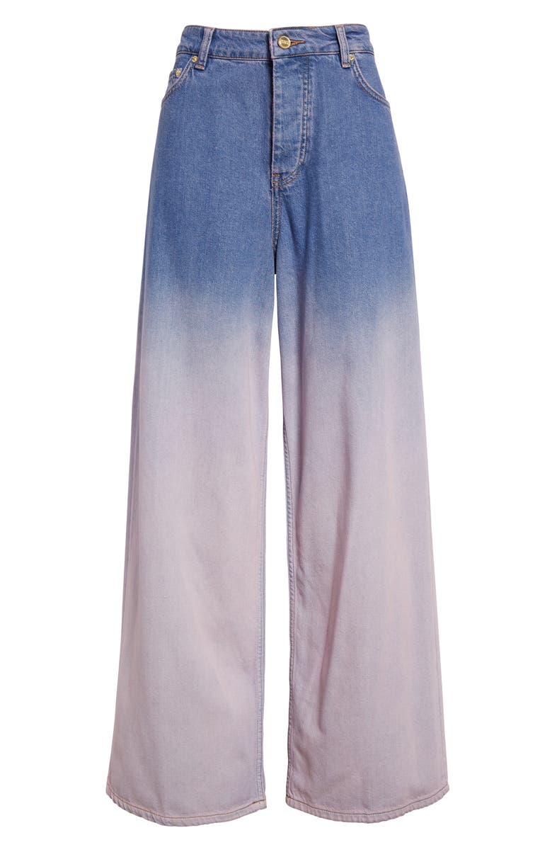 Ganni Future Denim Colorblock Ombré Wide Leg Jeans, Main, color,