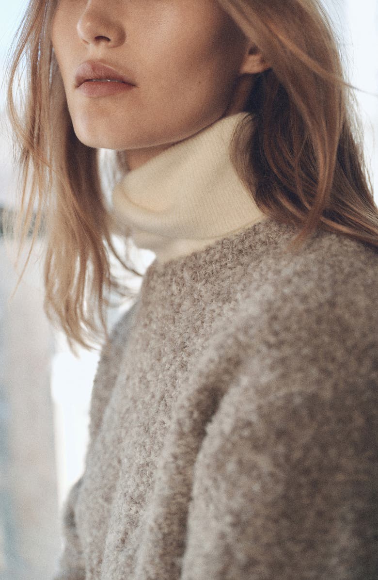 MANGO Bouclé Sweater, Alternate, color, Medium Brown