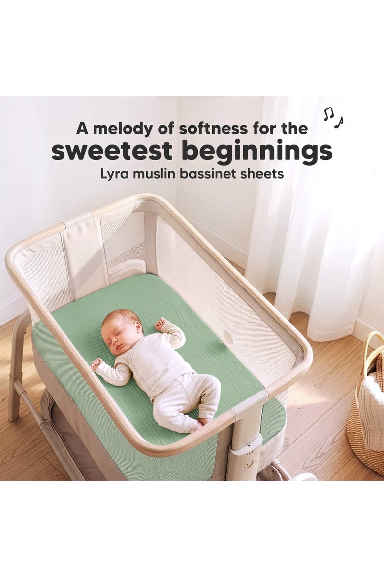 2-Pack Lyra Muslin Bassinet Sheets, Alternate, color, Slate