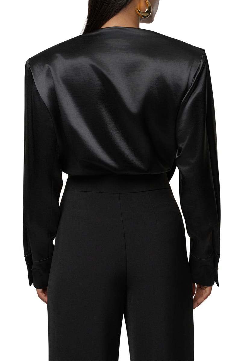JLUXLABEL Statement Satin Drape Top, Alternate, color, Black