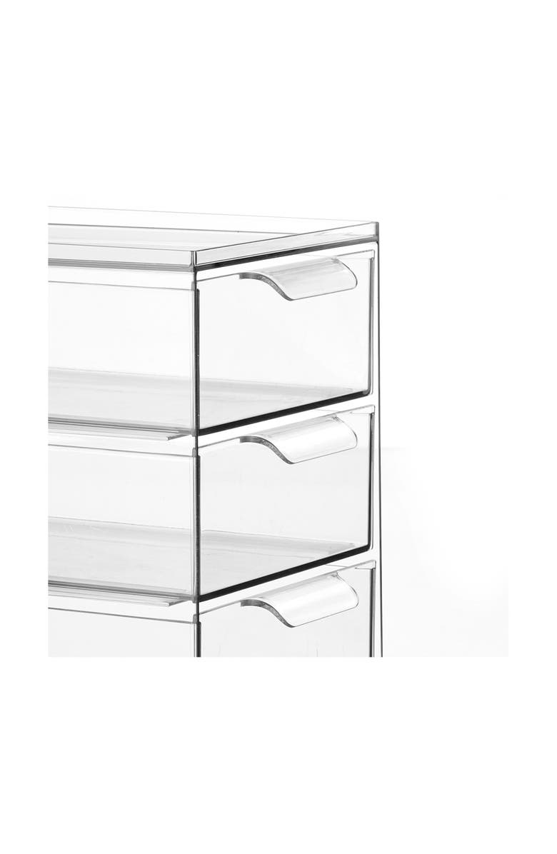 mDesign iDesign 3-Drawer Stackable Organizer for Kitchen or Pantry - Set of 4 - Clear, Alternate, color, Clear