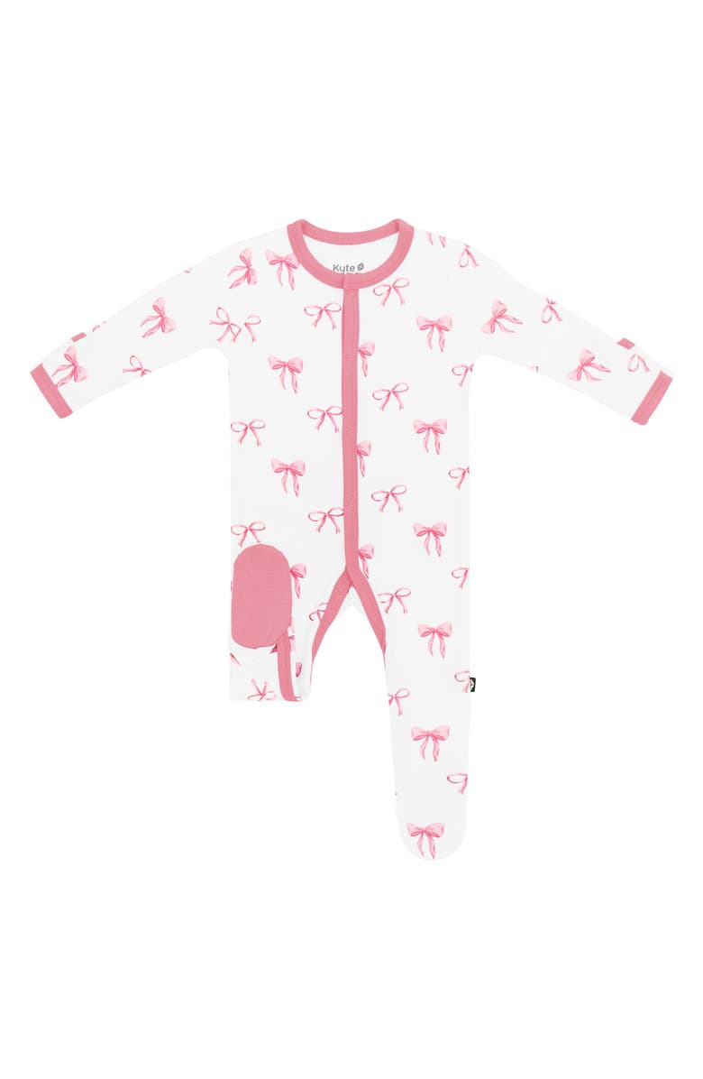 Kyte BABY Print Snap Footie, Alternate, color, Bow