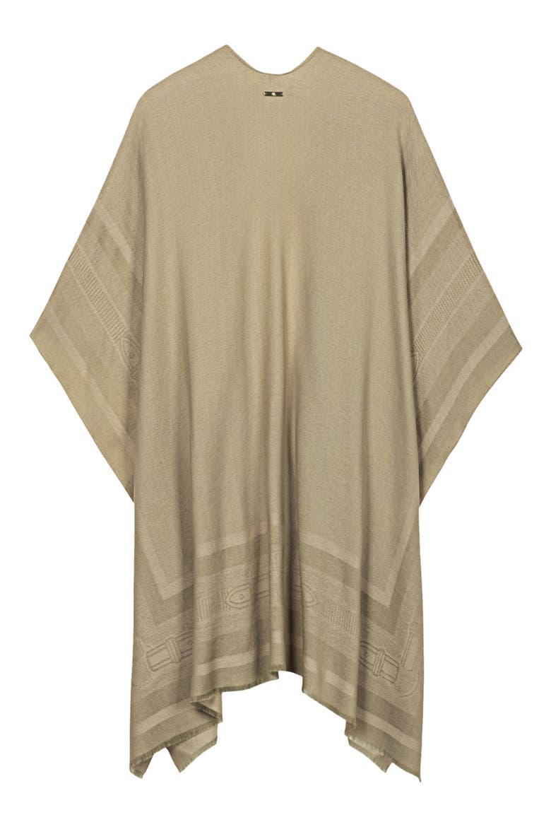 Fringe Trim Ruana, Main, color, LIGHT AGAVE/ GINGER TAN