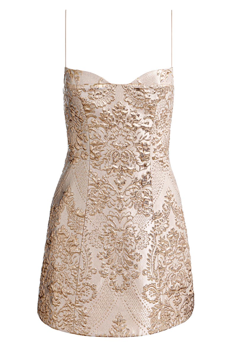 Hallie Metallic Damask Jacquard Cocktail Dress, Alternate, color, GOLD