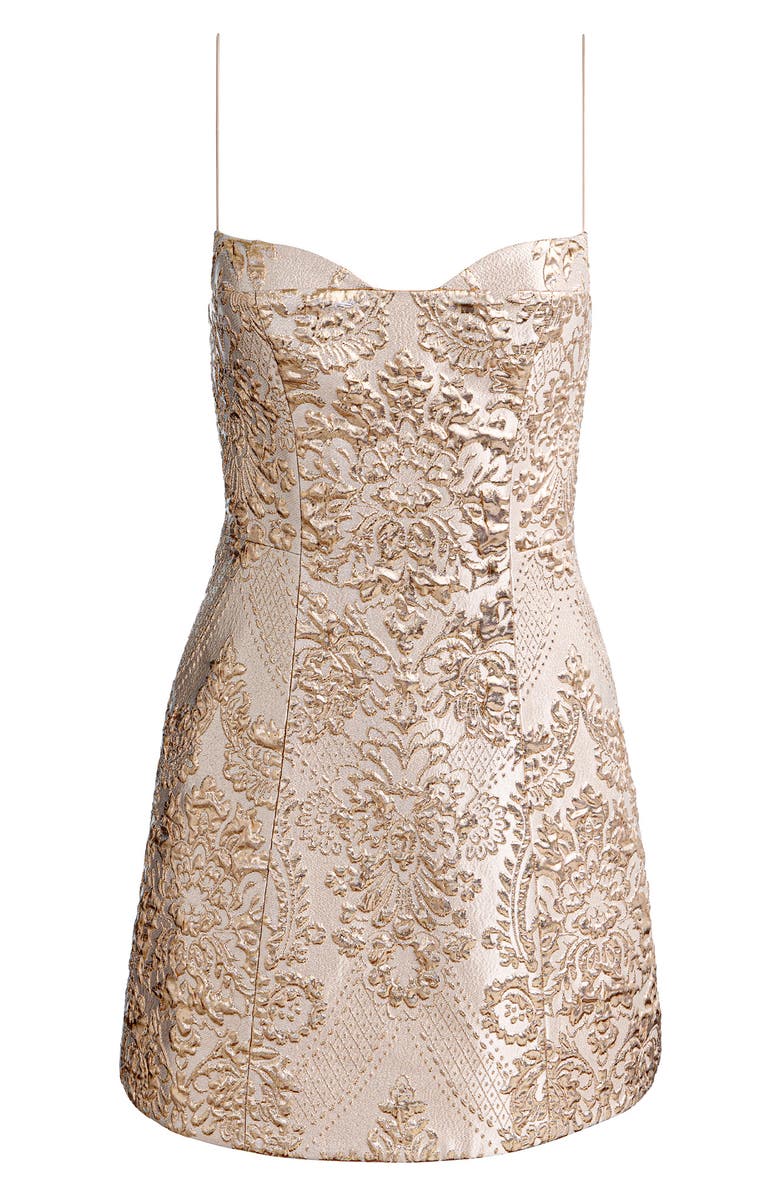 Alice + Olivia Hallie Metallic Damask Jacquard Cocktail Dress, Alternate, color, Gold