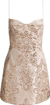 Alice + Olivia Hallie Metallic Damask Jacquard Cocktail Dress