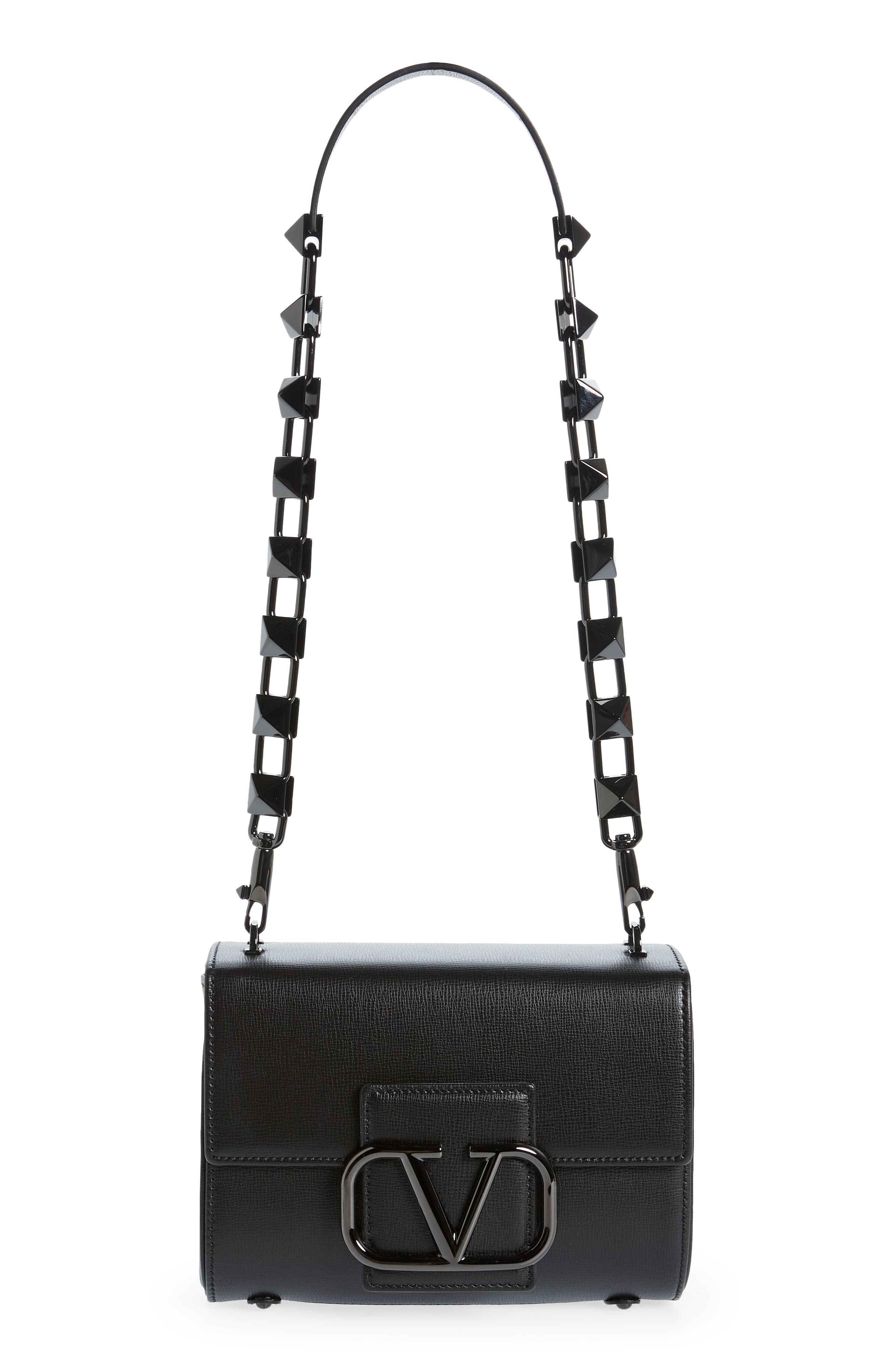 Valentino Garavani Stud Sign VLOGO Leather Shoulder Bag, Main, color, 
