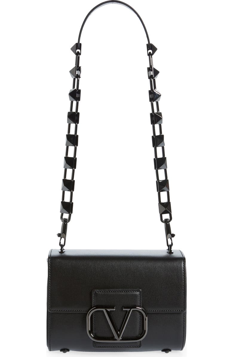 Valentino Garavani Stud Sign VLOGO Leather Shoulder Bag, Main, color,