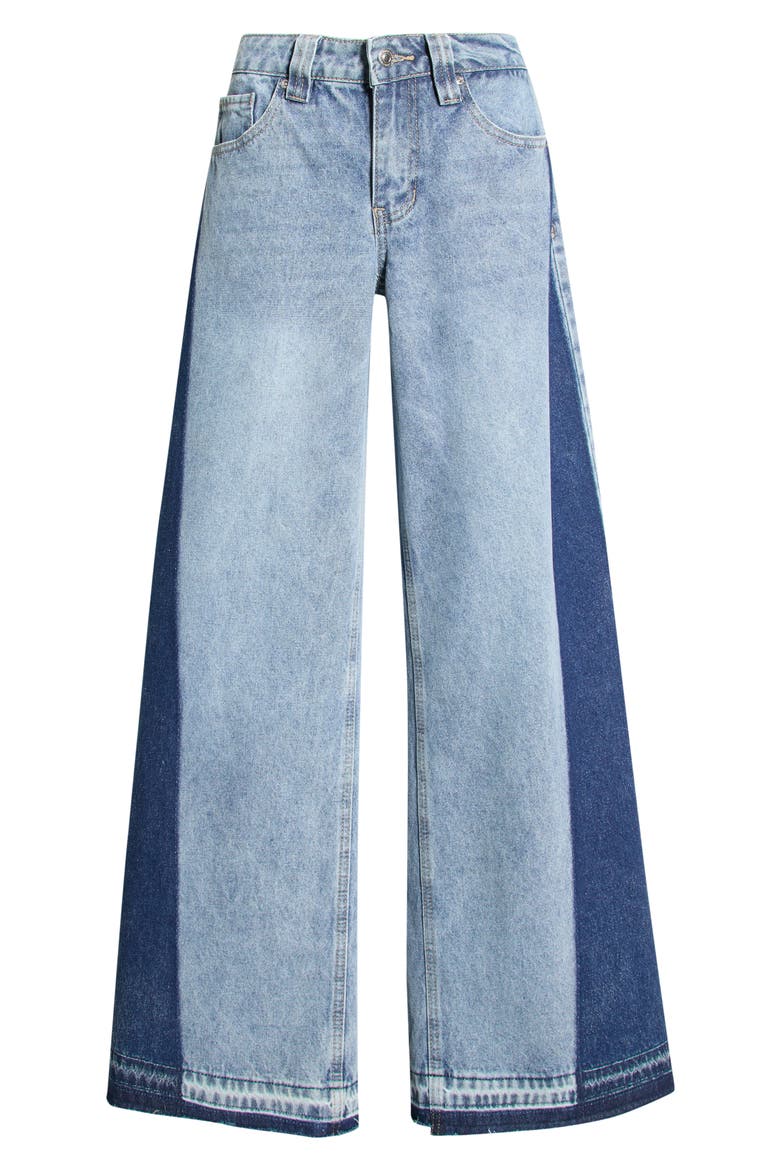 Maya Two-Tone Mid Rise Ultra Wide Leg Jeans, Main, color, INDIGO