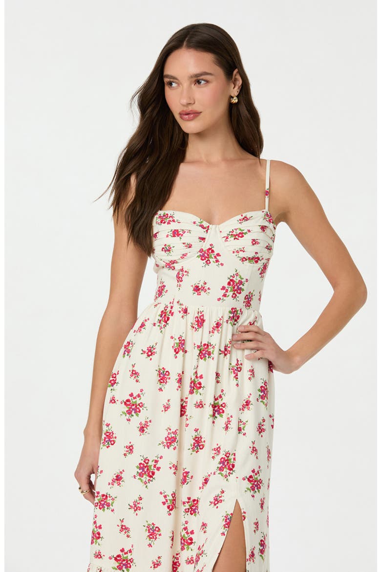 Floral Pleated Bust Fit & Flare Sundress, Alternate, color, RED FLORAL