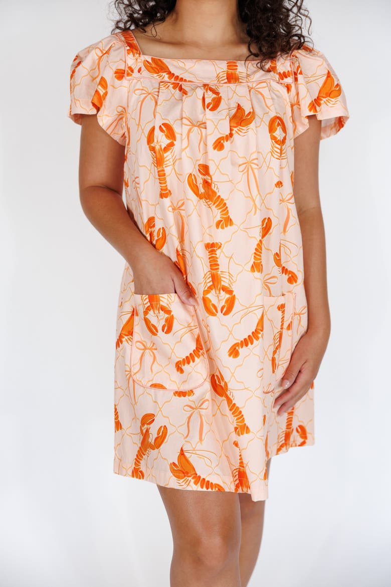 Short Day Dress, Alternate, color, Lobster Trellis