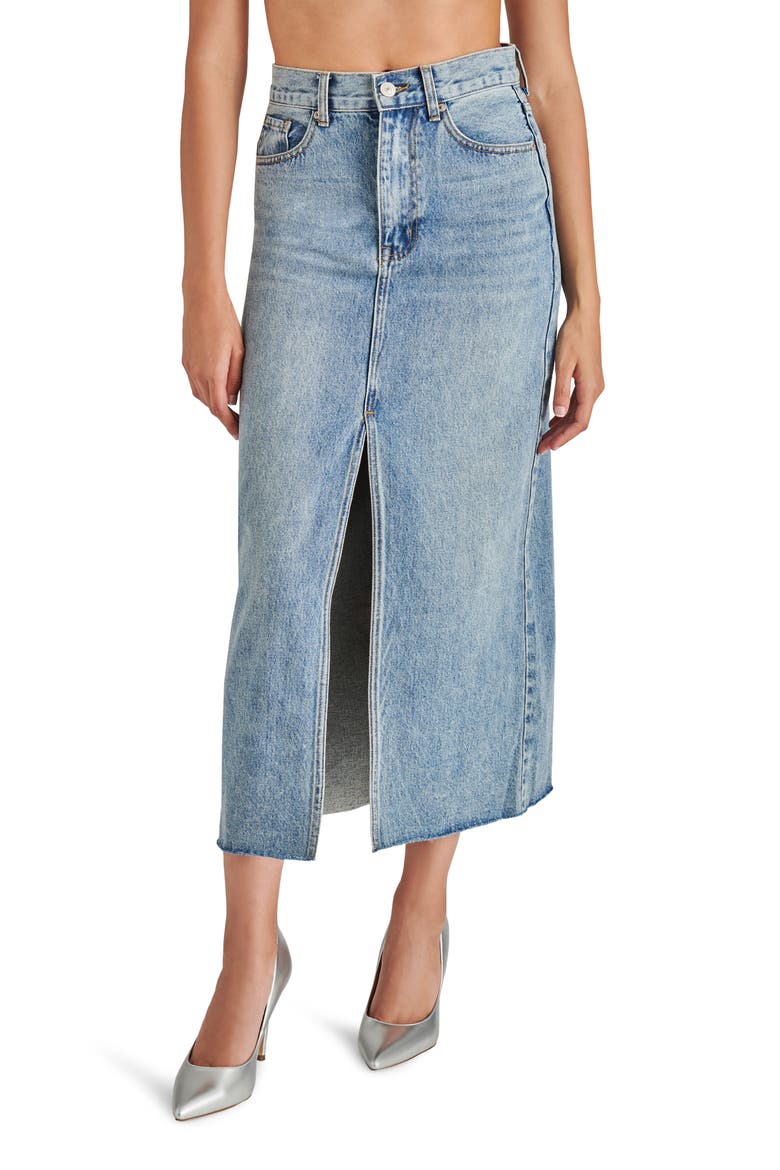 Avani Front Slit Denim Skirt, Main, color, LIGHT BLUE