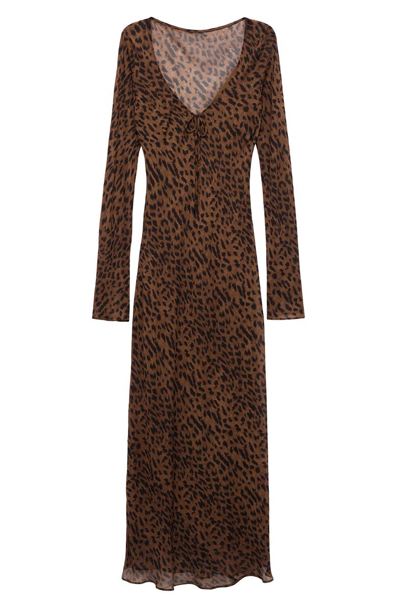 MANGO Valeria Print Long Sleeve Maxi Dress, Alternate, color, Brown/ Black Leopard