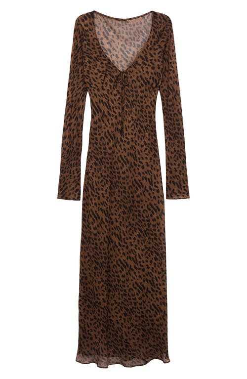 Mango Valeria Print Long Sleeve Maxi Dress In Animal Print
