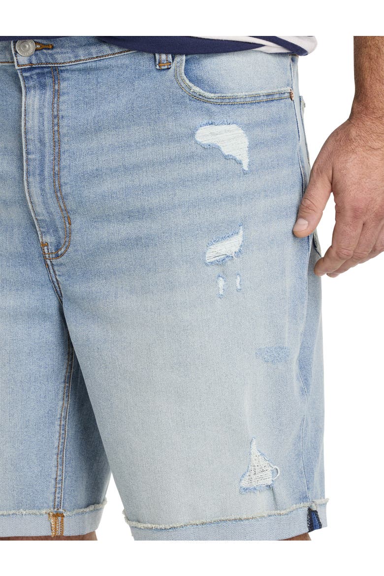 Big & Tall Athletic-Fit Destructed Denim Shorts, Alternate, color, SCOOBY BLUE